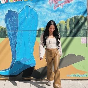 Wilfred Faux Leather flare pants